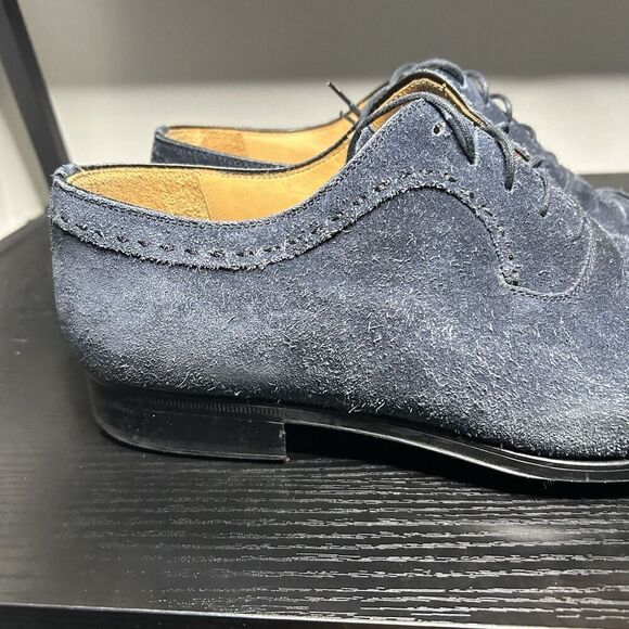Magnanni "Tosi" Cap Toe Suede Leather Oxford, Navy, Men's 12 M - Picture 2 of 12